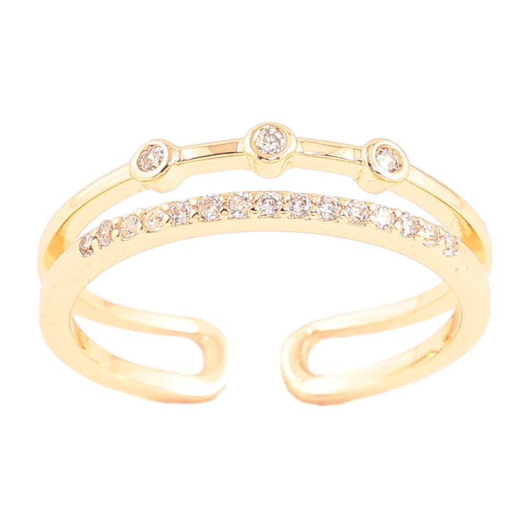 Каблучка Xuping Позолота 18K «Подвійна шинка з кристалами» фото №21