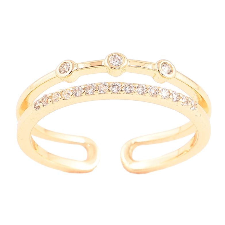 Кольцо Xuping Позолота 18K Двойная шинка с кристаллами фото №1