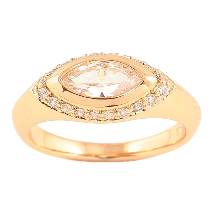 Каблучка Xuping Позолота 18K «Візерунок з кристалами» фото №6