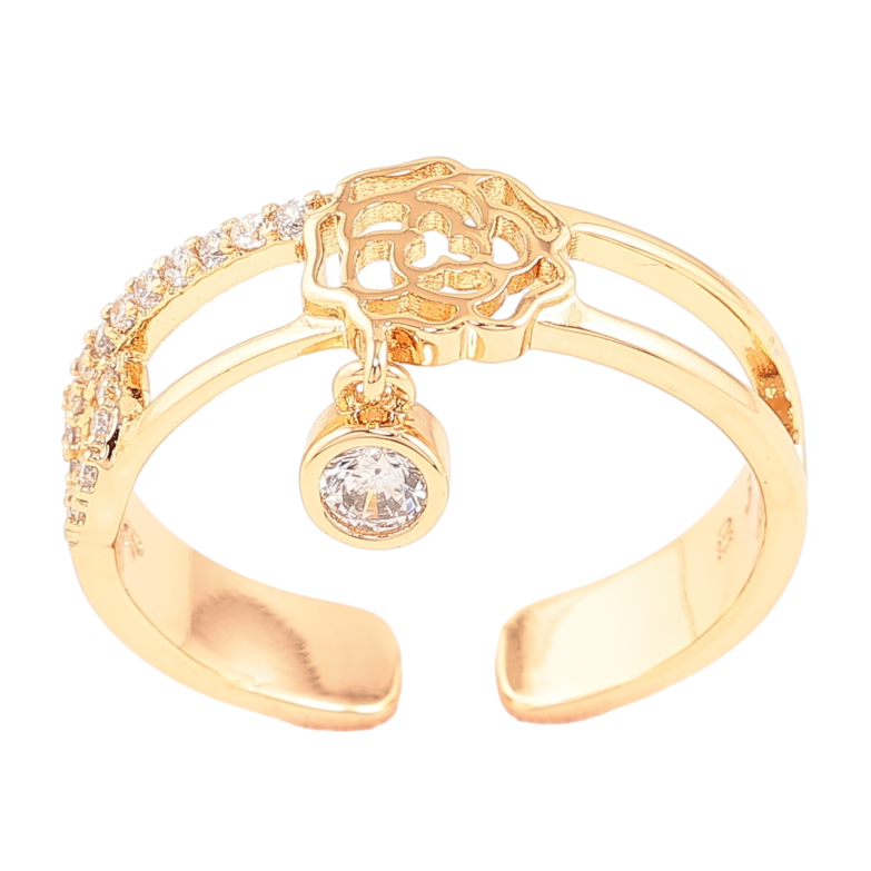 Каблучка Xuping Позолота 18K «Квіточка з підвіскою кристал» фото №4