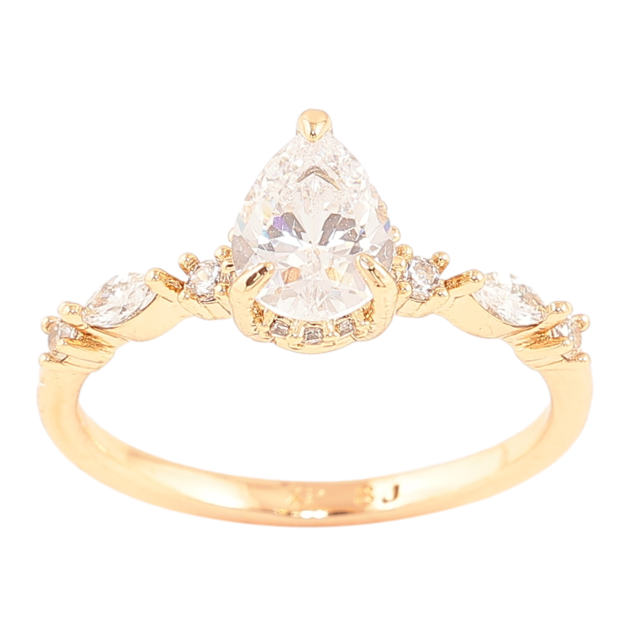 Каблучка Xuping Позолота 18K «Кришталева крапля» фото №1