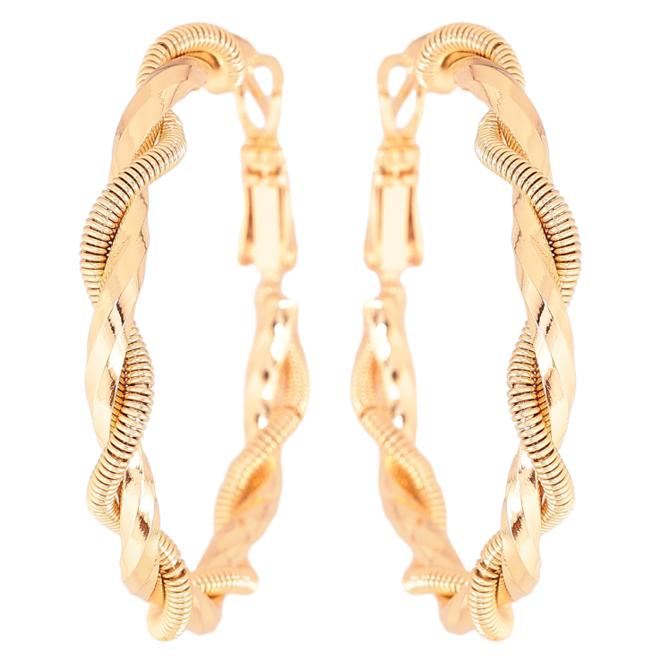 Серьги Xuping Позолота 18K кольца (конго) Декоративный узор ø 4см фото №10