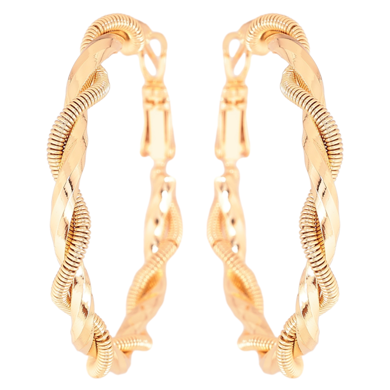 Сережки Xuping Позолота 18K кільця (конго) Декоративний візерунок» ø 4см фото №1