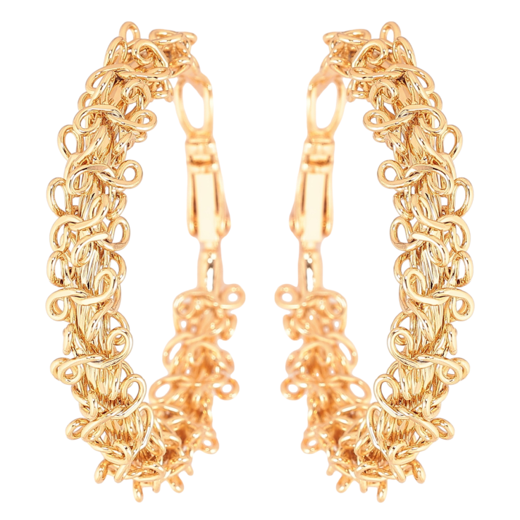 Серьги Xuping Позолота 18K кольца (конго) Декоративный узор ø 4см фото №12