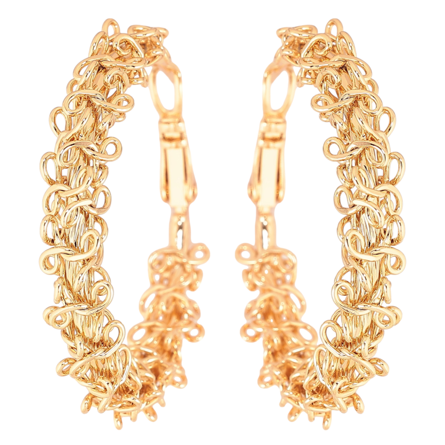 Серьги Xuping Позолота 18K кольца (конго) Декоративный узор ø 4см фото №1