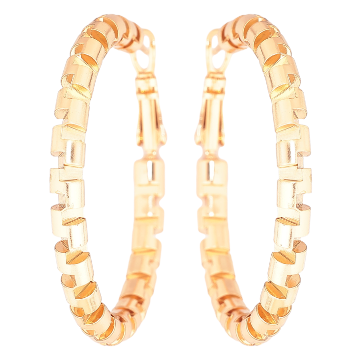 Серьги Xuping Позолота 18K кольца (конго) Декоративный узор ø 4см фото №13