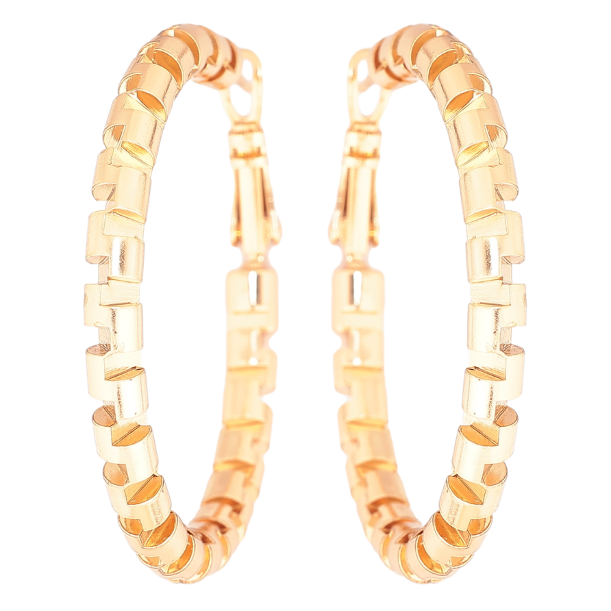 Серьги Xuping Позолота 18K кольца (конго) Декоративный узор ø 4см фото №1