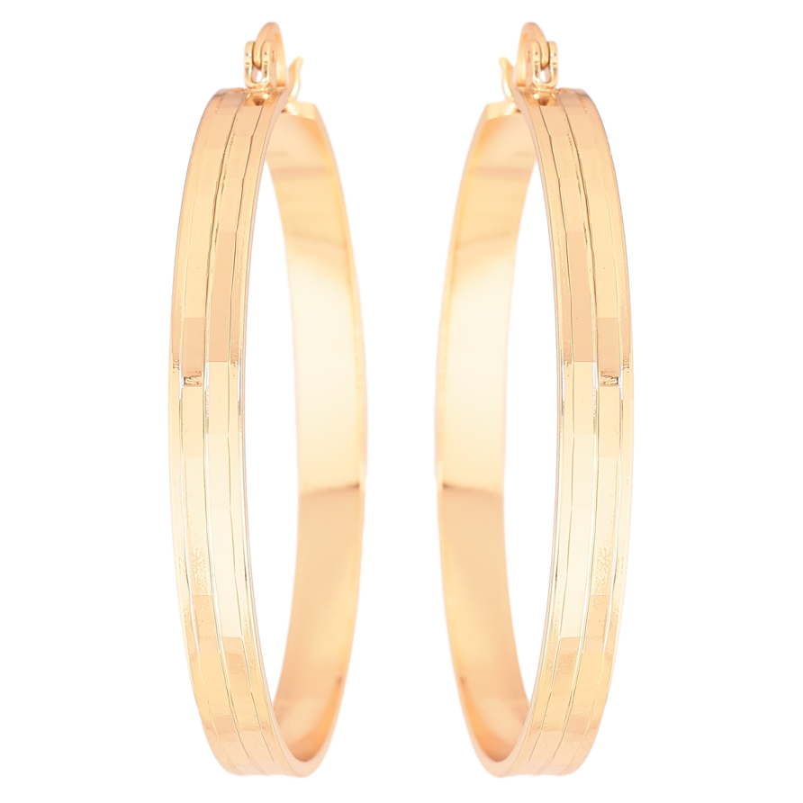 Сережки Xuping Позолота 18K кільця (конго) «Декоративний візерунок» ø 5см фото №1