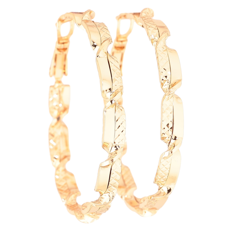 Сережки Xuping Позолота 18K кільця (конго) «Декоративний візерунок» ø 4см фото №1