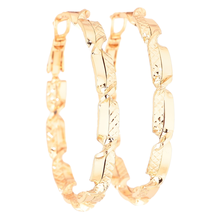 Сережки Xuping Позолота 18K кільця (конго) «Декоративний візерунок» ø 4см фото №1