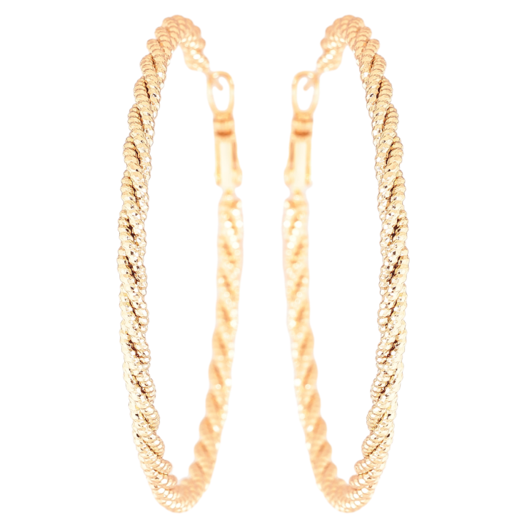 Серьги Xuping Позолота 18K кольца (конго) Декоративный узор ø 5.5см фото №7