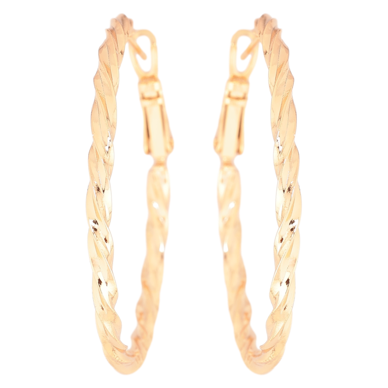 Сережки Xuping Позолота 18K кільця (конго) «Декоративний візерунок» ø 4см фото №1