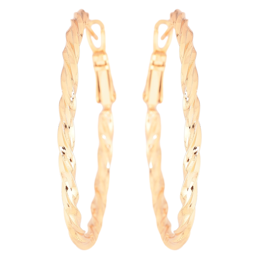 Сережки Xuping Позолота 18K кільця (конго) «Декоративний візерунок» ø 4см фото №1