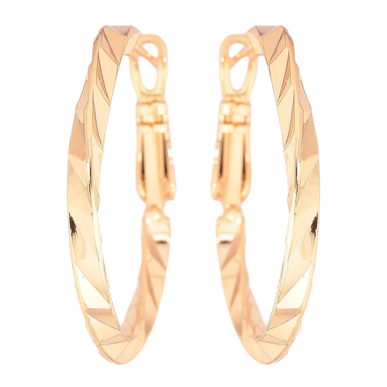 Сережки Xuping Позолота 18K кільця (конго) «Декоративний візерунок» ø 3см фото №1