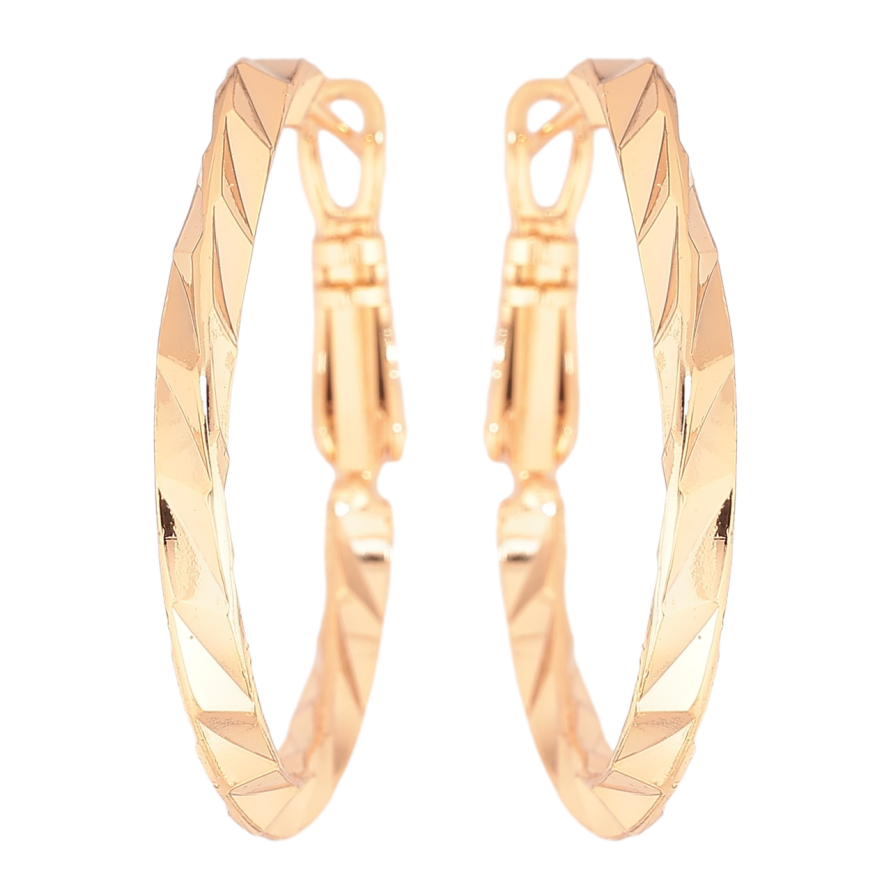 Сережки Xuping Позолота 18K кільця (конго) «Декоративний візерунок» ø 3см фото №1