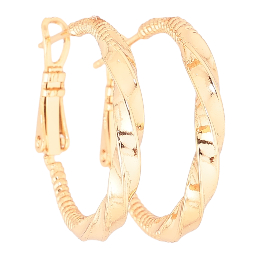 Сережки Xuping Позолота 18K кільця (конго) «Декоративний візерунок» ø 2.5см фото №1