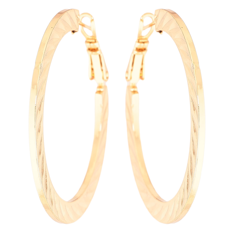 Сережки Xuping Позолота 18K кільця (конго) «Декоративний візерунок» ø 4см фото №1