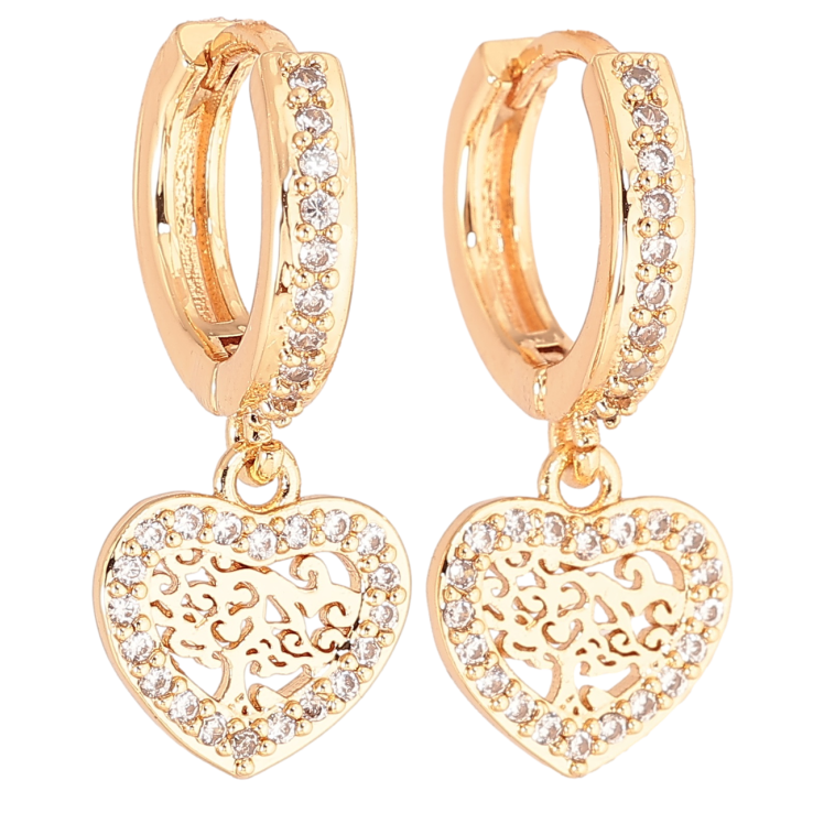 Серьги Xuping M&L Цвет 18K подвески на колечках Сердечки фото №14