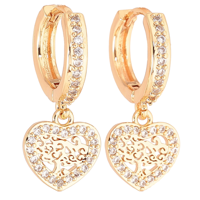 Серьги Xuping M&L Цвет 18K подвески на колечках Сердечки фото №1