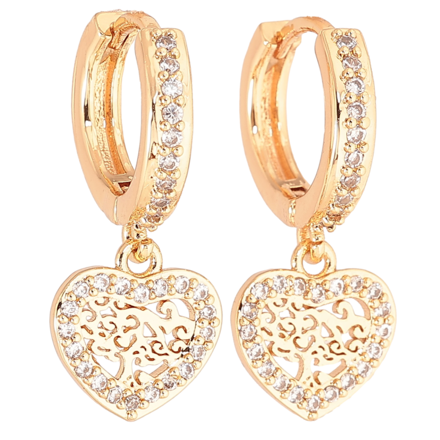 Серьги Xuping M&L Цвет 18K подвески на колечках Сердечки фото №1