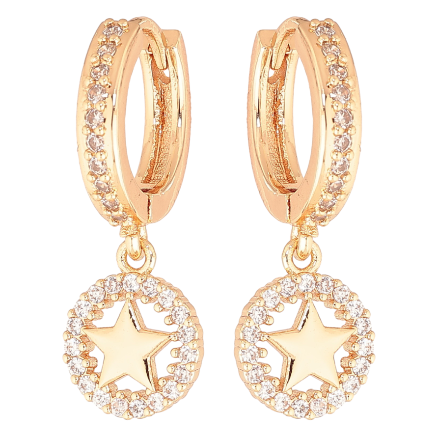 Сережки Xuping M&L Колір 18K підвіски на колечках «Кришталеві кільця з зірками» фото №1