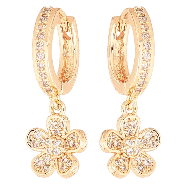 Серьги Xuping M&L Цвет 18K подвески на колечках Кристальные цветочки фото №15