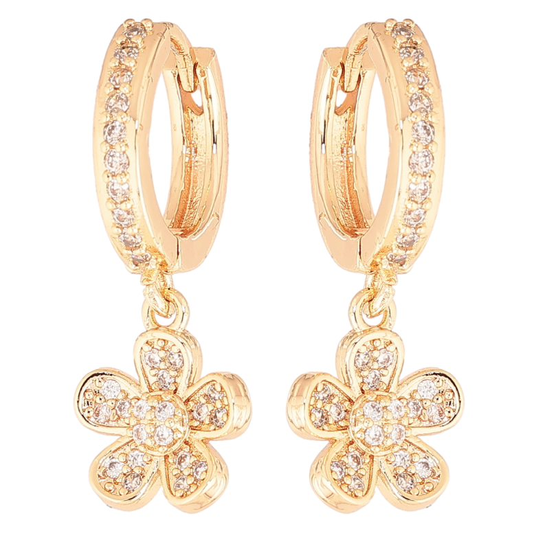 Серьги Xuping M&L Цвет 18K подвески на колечках Кристальные цветочки фото №1