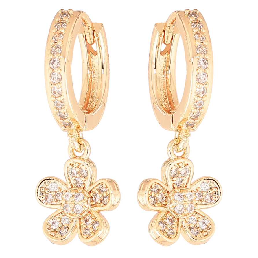 Серьги Xuping M&L Цвет 18K подвески на колечках Кристальные цветочки фото №1