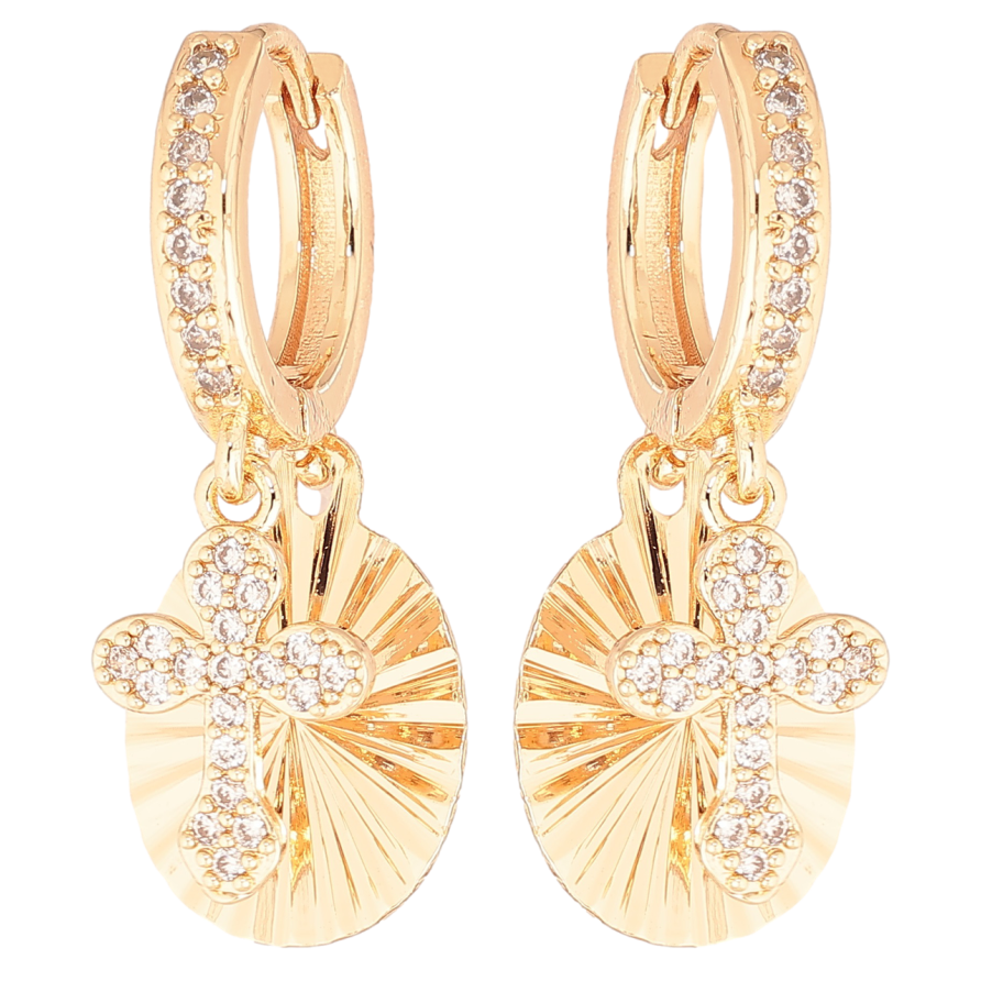 Сережки Xuping M&L Колір 18K підвіски на колечках «Хрестики з декоративними овалами» фото №1