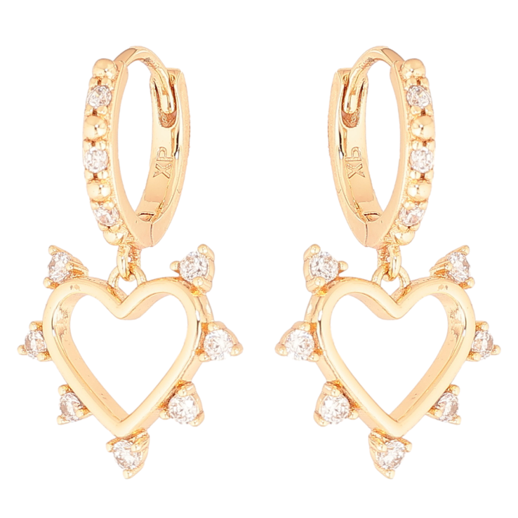 Сережки Xuping M&L Колір 18K підвіски на колечках «Сердечка з кристалами» фото №19