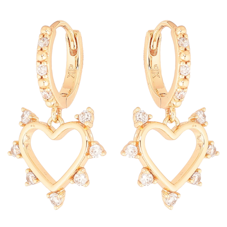 Сережки Xuping M&L Колір 18K підвіски на колечках «Сердечка з кристалами» фото №1