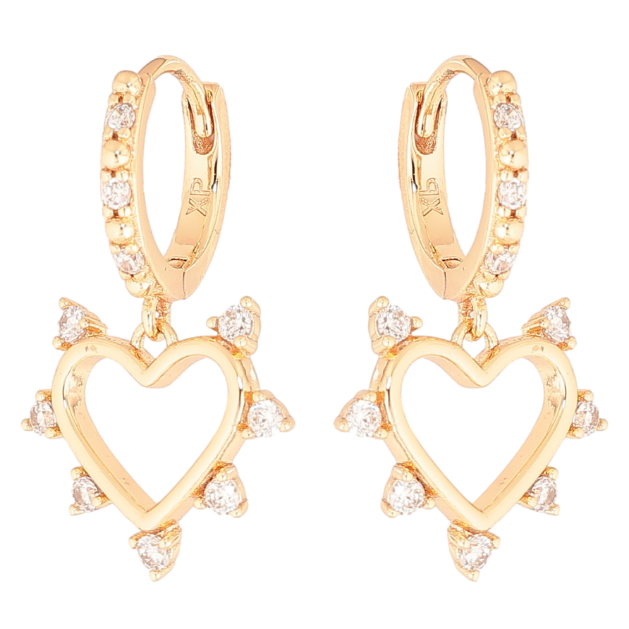Сережки Xuping M&L Колір 18K підвіски на колечках «Сердечка з кристалами» фото №1