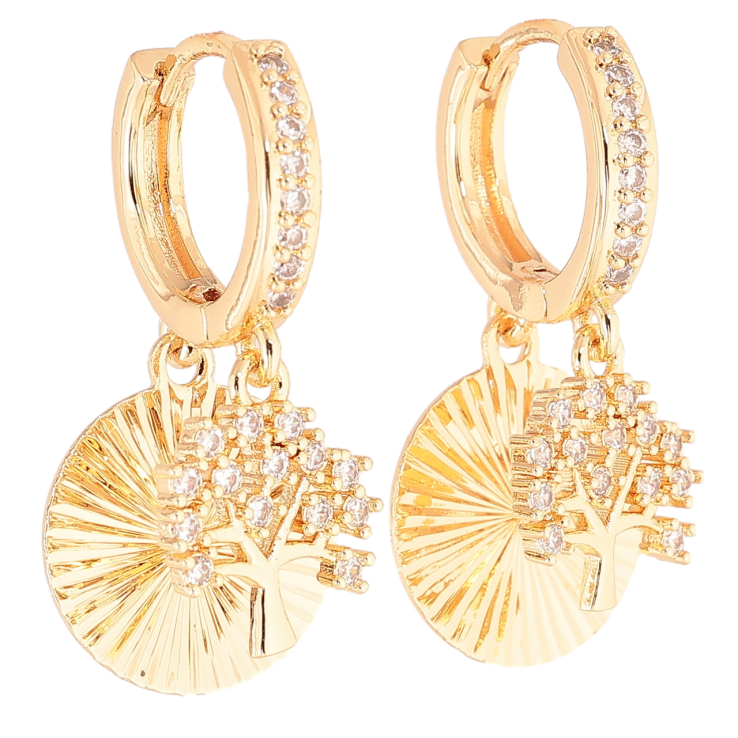 Сережки Xuping M&L Колір 18K підвіски на колечках «Кришталеве дерево з декоративними колами» фото №17