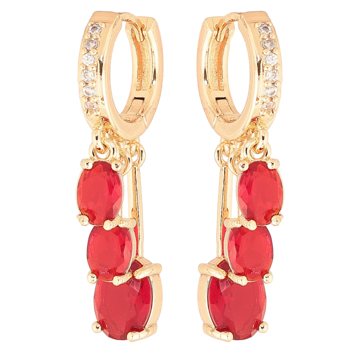 Серьги Xuping M&L Цвет 18K подвески на колечках Красные кристаллы фото №16
