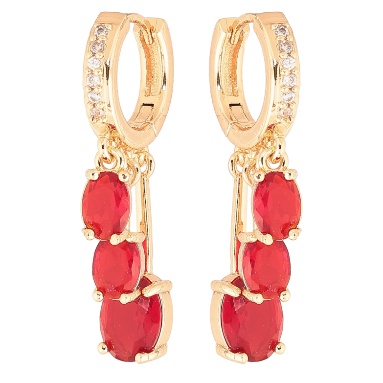 Серьги Xuping M&L Цвет 18K подвески на колечках Красные кристаллы фото №1