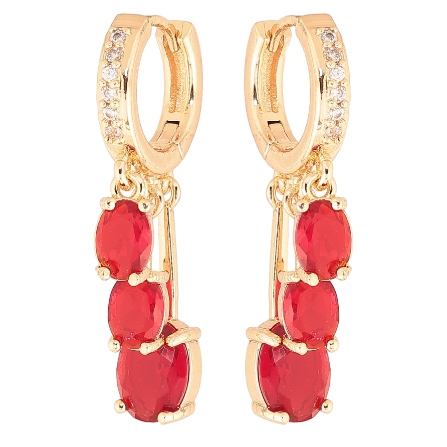 Серьги Xuping M&L Цвет 18K подвески на колечках Красные кристаллы фото №1
