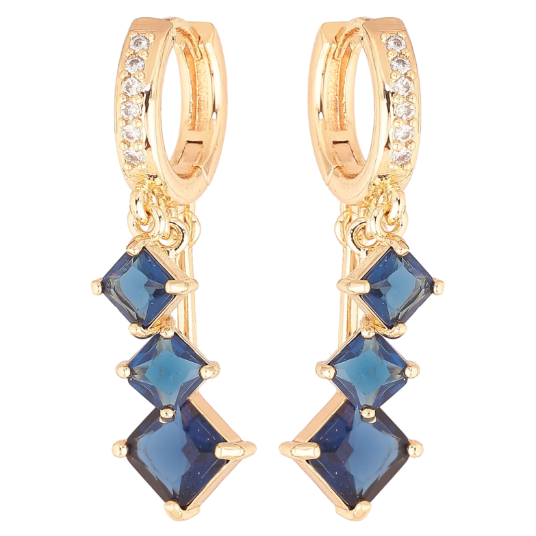 Сережки Xuping M&L Колір 18K підвіски на колечках «Сині кристали» фото №3