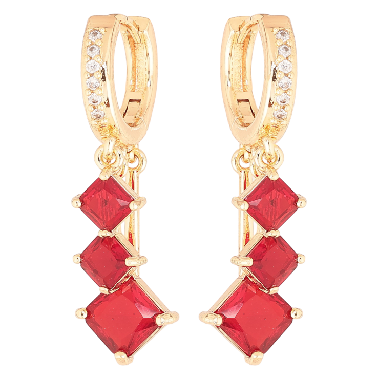Серьги Xuping M&L Цвет 18K подвески на колечках Красные кристаллы фото №18