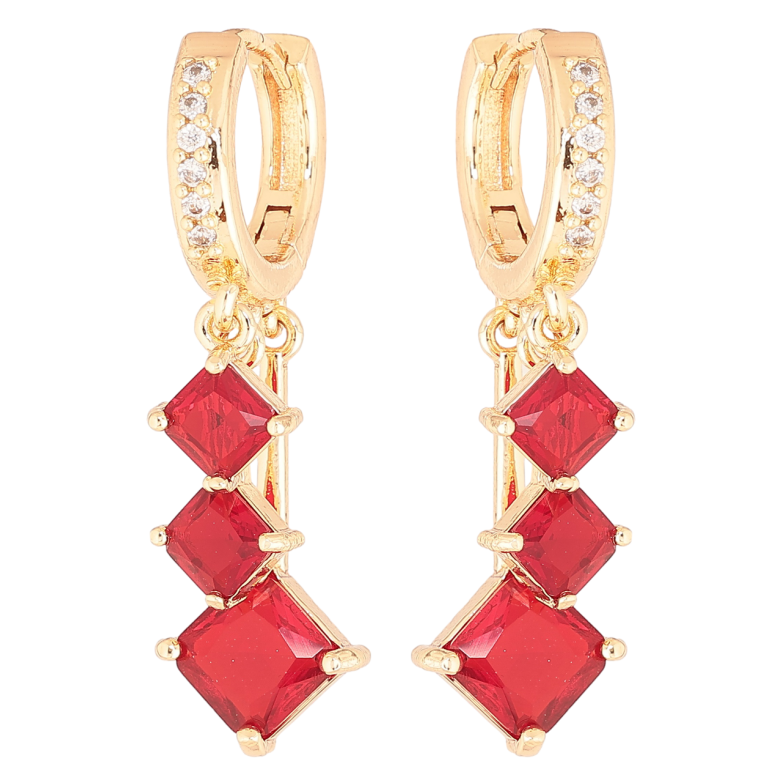 Серьги Xuping M&L Цвет 18K подвески на колечках Красные кристаллы фото №1