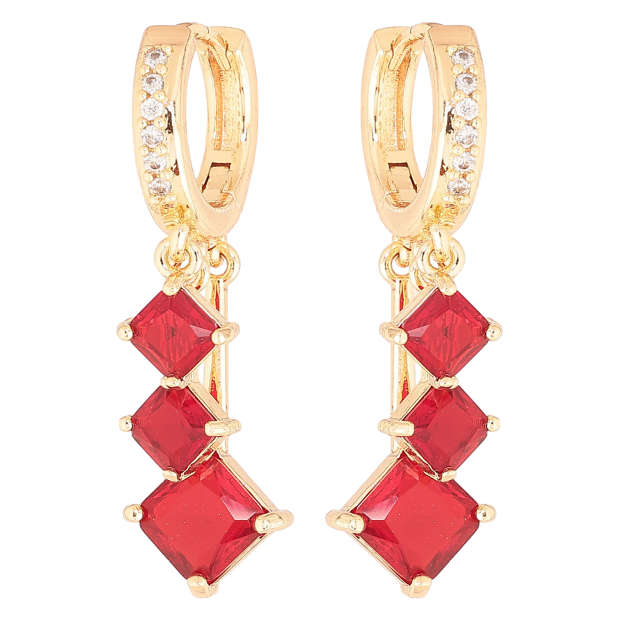 Серьги Xuping M&L Цвет 18K подвески на колечках Красные кристаллы фото №1