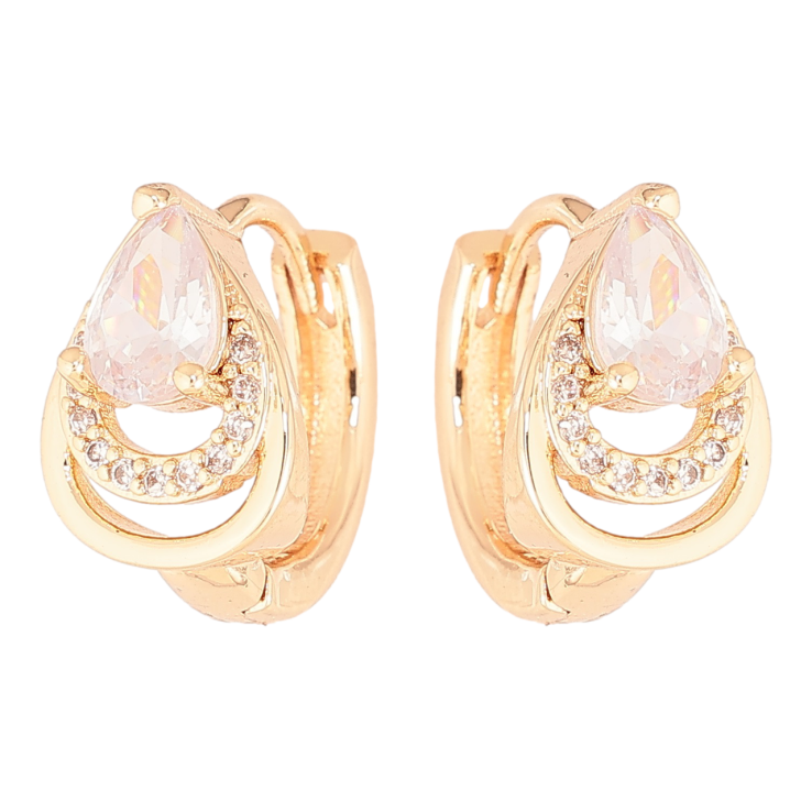 Серьги Xuping M&L Цвет 18K колечки Узор капельки с кристаллами фото №10