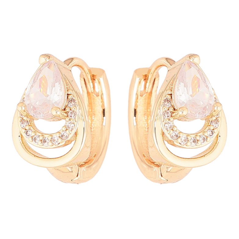 Серьги Xuping M&L Цвет 18K колечки Узор капельки с кристаллами фото №1