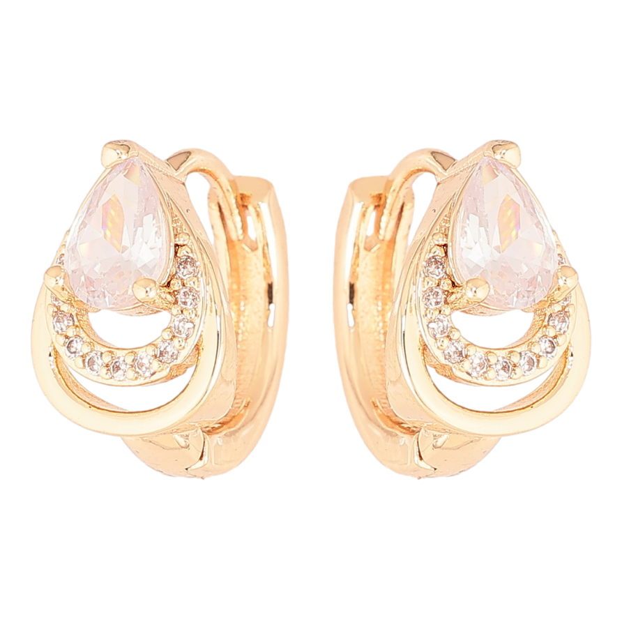 Серьги Xuping M&L Цвет 18K колечки Узор капельки с кристаллами фото №1