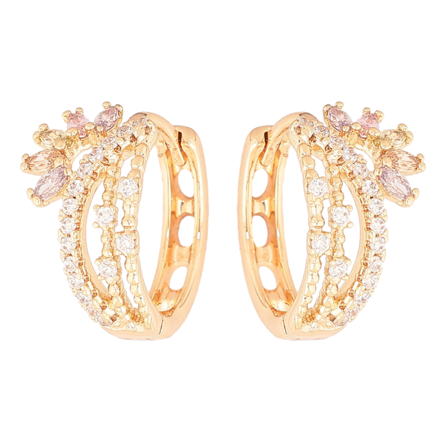 Серьги Xuping M&L Цвет 18K колечки Узор с кристаллами фото №1