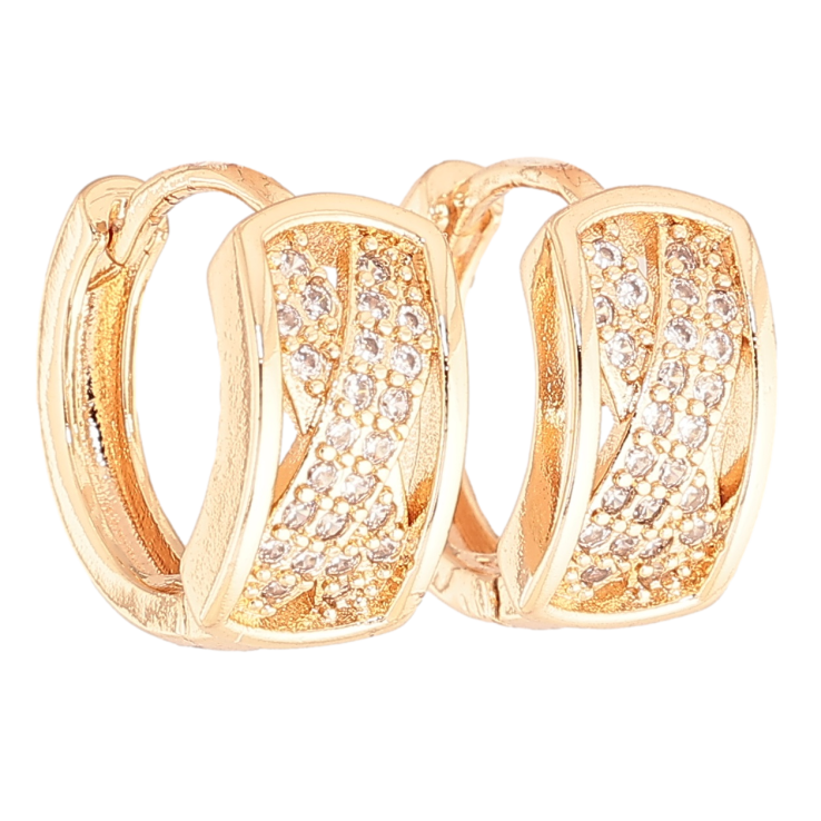 Серьги Xuping M&L Цвет 18K колечки Узор с кристаллами на одну сторону фото №15