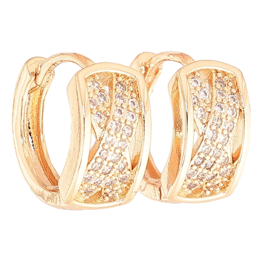 Серьги Xuping M&L Цвет 18K колечки Узор с кристаллами на одну сторону фото №1