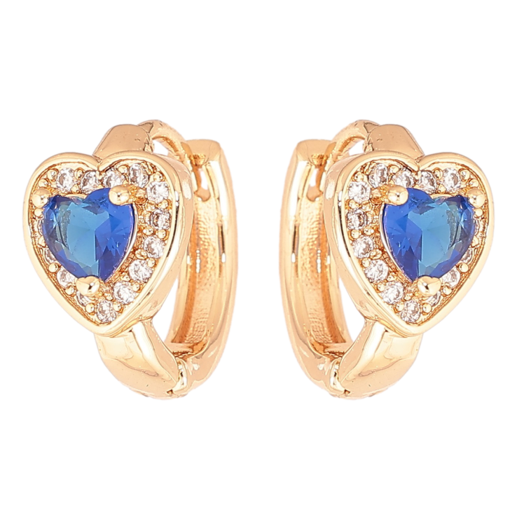 Серьги Xuping M&L Цвет 18K колечки Сердечки с синими кристаллами фото №19