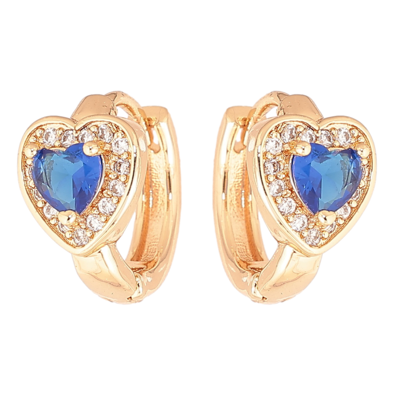 Серьги Xuping M&L Цвет 18K колечки Сердечки с синими кристаллами фото №4