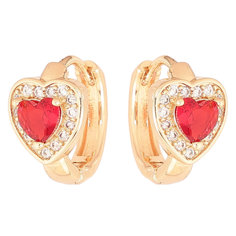 Сережки Xuping M&L Колір 18K колечка «Сердечка з червоними кристалами» фото №8