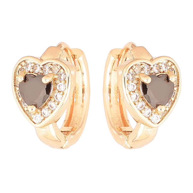 Сережки Xuping M&L Колір 18K колечка «Сердечка з чорними кристалами» фото №6